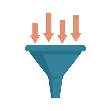 Conversion rate funnel icon flat isolated 스톡 일러스트