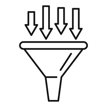 Conversion rate funnel icon, outline style Illustrazione stock