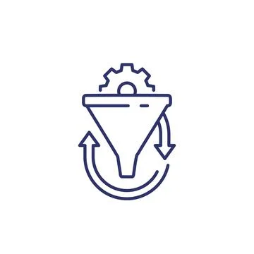 Conversion rate, funnel line icon Illustrazione stock