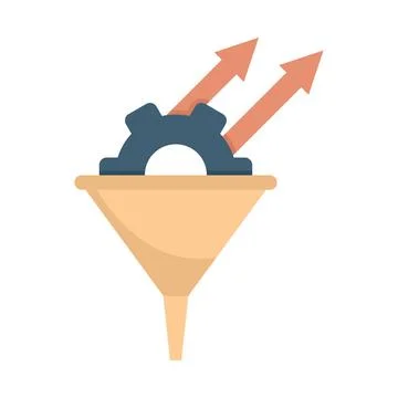 Conversion rate gear funnel icon flat isolated Illustrazione stock
