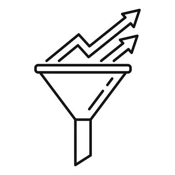Conversion rate graph funnel icon, outline style Stock Illustration
