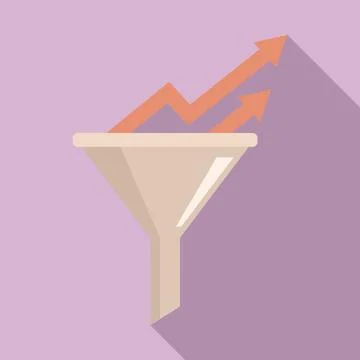 Conversion rate graph funnel icon, flat style Stock Illustration
