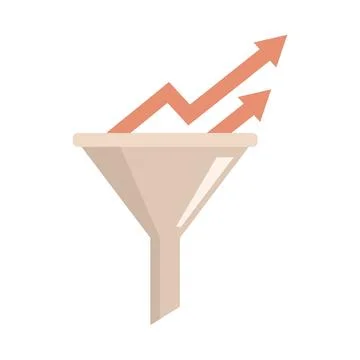 Conversion rate graph funnel icon flat isolated Stock Illustration
