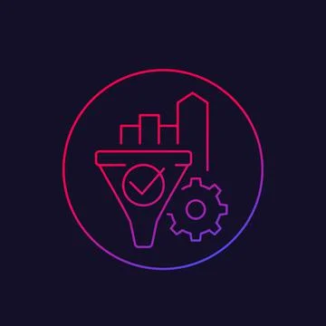 Conversion rate growth, linear icon Stock Illustration