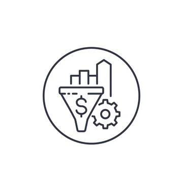 Conversion rate growth vector line icon Stock Illustration