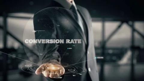 Conversion Rate with hologram businessman concept Stock Footage 80205633