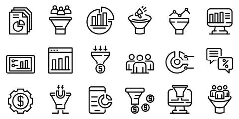 Conversion rate icons set, outline style Stockillustratie