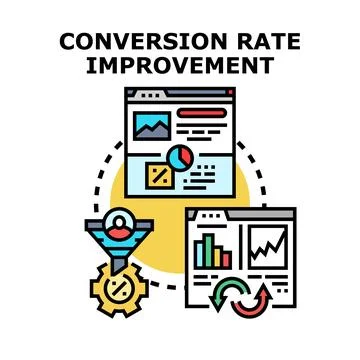 Conversion rate improvement process for marketing optimization Stock Illustration