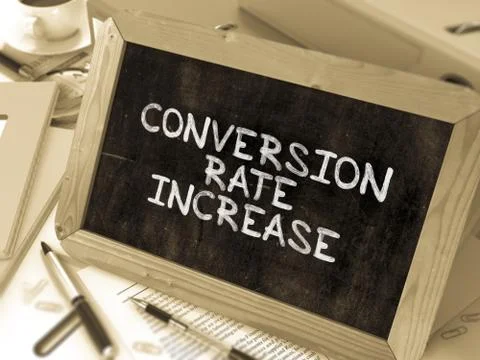 Conversion Rate Increase Handwritten on Chalkboard Stock Illustration
