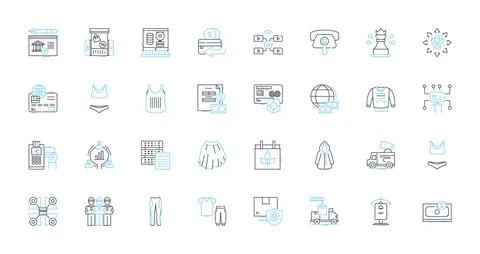 Conversion rate linear icons set. Optimization, Analytics, Revenue, Traffic Illustrazione stock
