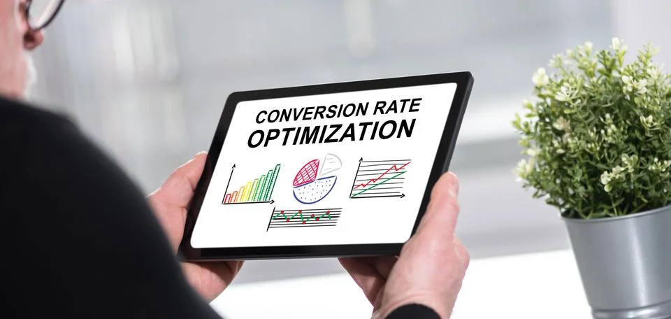 Conversion rate optimization concept on a tablet Stock Photos