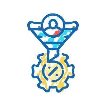 Conversion rate optimization cro icon doodle illustration Stock Illustration