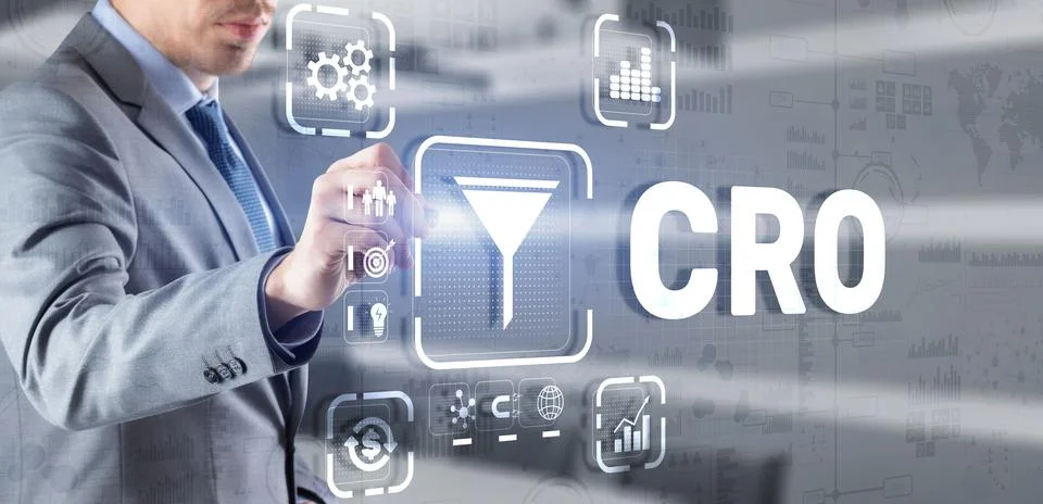 Conversion Rate Optimization. CRO Technology Finance concept Businessman Stock Photos