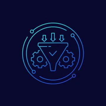 Conversion rate optimization icon, vector line art Stock Illustration