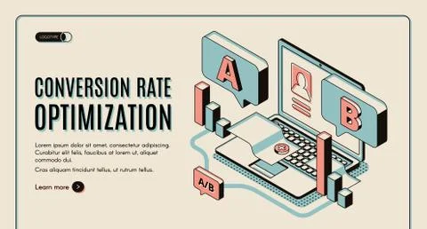 Conversion rate optimization isometric web banner. Stock Illustration