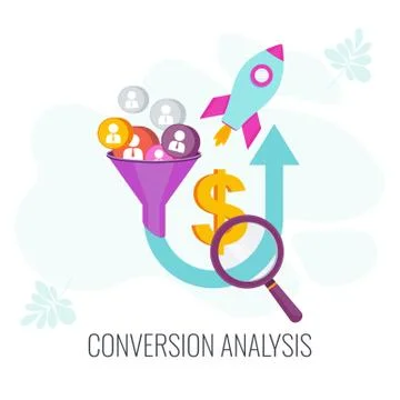 Conversion Rate optimization. Potential customer becoming an actual customer. Stock Illustration