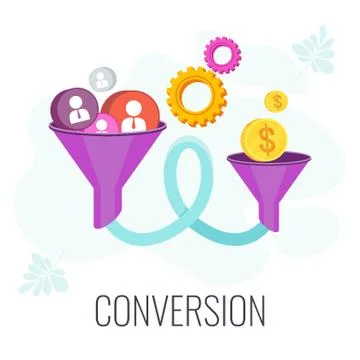 Conversion Rate optimization. Potential customer becoming an actual customer. Stock Illustration