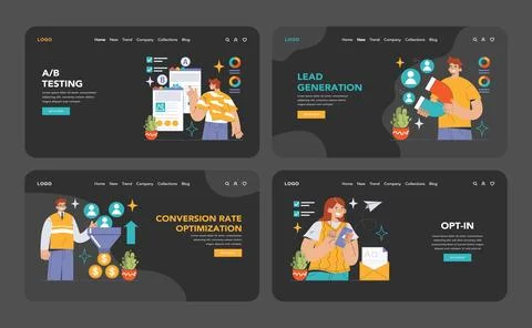 Conversion Rate Optimization set. Experts analyzing website performance. 스톡 일러스트