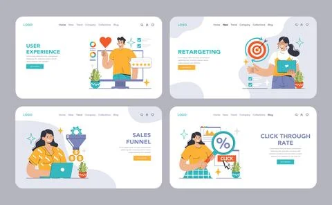 Conversion Rate Optimization set. Experts analyzing website performance 스톡 일러스트