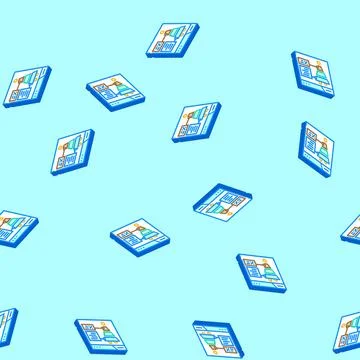Conversion rate seo isometric icon seamless pattern 스톡 일러스트