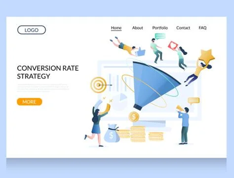 Conversion rate strategy vector website landing page design template イラスト素材