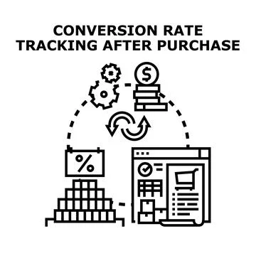 Conversion rate tracking after purchase analytics concept Stock Illustration