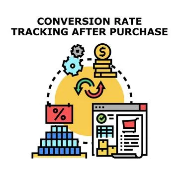 Conversion rate tracking after purchase analytics concept Stock Illustration