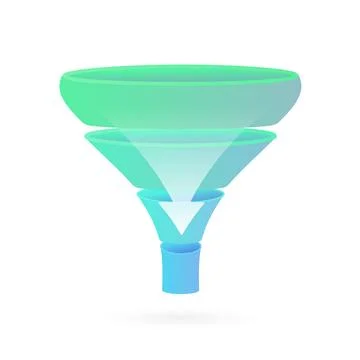 Conversion sales funnel icon based on AIDA model - Attention, Interest, Desire Stock Illustration