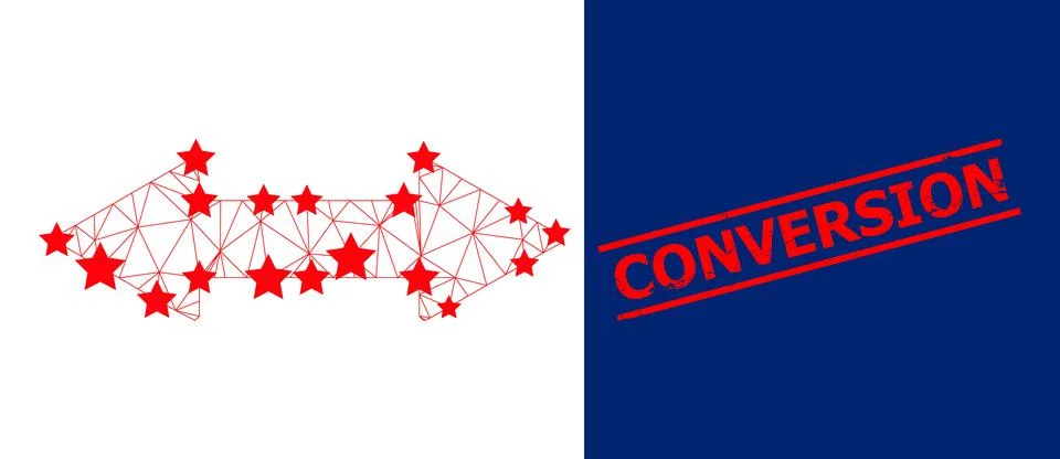 Conversion Textured Seal Stamp and Horizontal Exchange Arrow Polygonal Mesh 스톡 일러스트