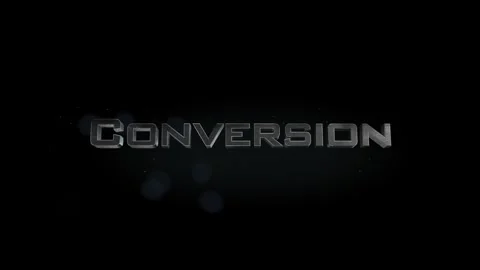 Conversion title metal text on black alpha channel background Stock Footage 296265090