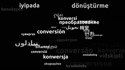 Conversion Translated in 48 Worldwide Languages Endless Looping 3d Zooming Wo Stock Footage 145199745
