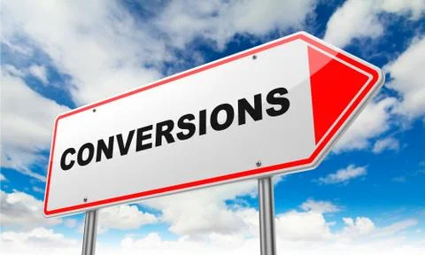 Conversions on Red Road Sign. Illustration
