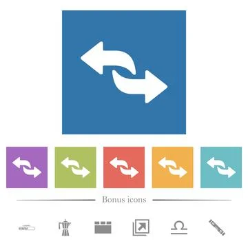 Convert arrows solid flat white icons in square backgrounds 库存插图