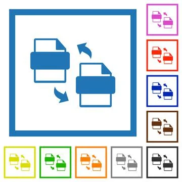 Convert files flat framed icons Stock Illustration