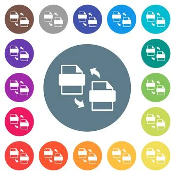 Convert files flat white icons on round color backgrounds Illustrazione stock