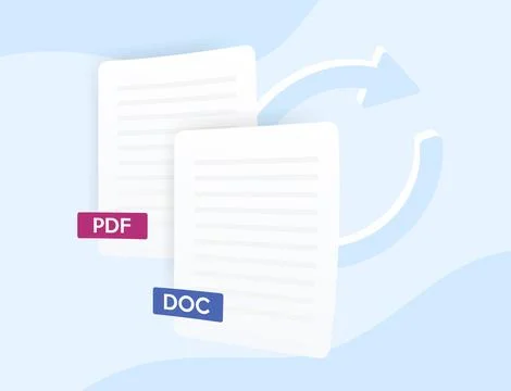 Convert PDF to doc vector illustration. File converter software tools concept Stock Illustration