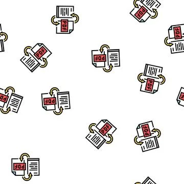 Convert pdf file to word pad vector seamless pattern Stock Illustration