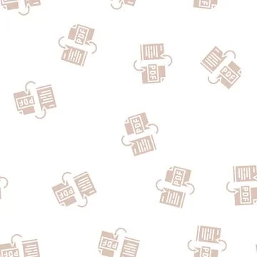Convert pdf file to word pad glyph seamless pattern Stock Illustration
