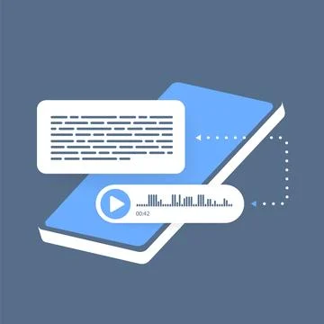 Convert text to speech concept. Translation of a text message into a voice audio Stock Illustration