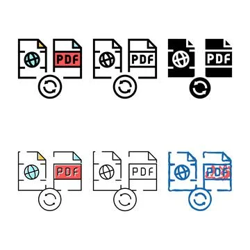 Convert variety web site page to pdf file color icon vector Stock Illustration
