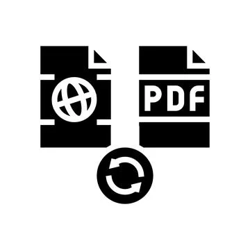 Convert web site page to pdf file glyph icon vector illustration Stock Illustration