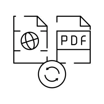 Convert web site page to pdf file line icon vector illustration 스톡 일러스트