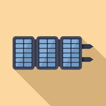 Converter controller icon flat vector. Solar panel foldable Stockillustratie