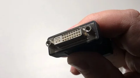 Converter dvi vga hand Stock Footage 122102903