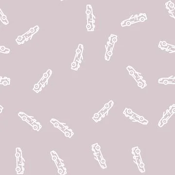 Convertible cabriolet car line vector seamless pattern Illustrazione stock