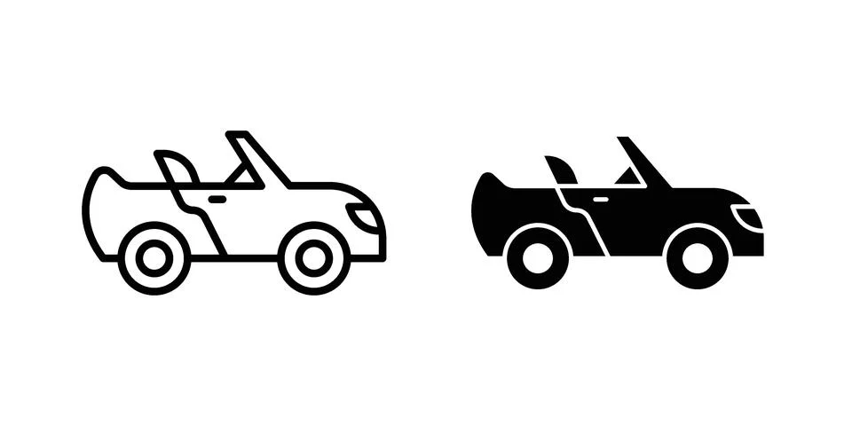 Convertible car icon set. Vector EPS 10 Stock Illustration