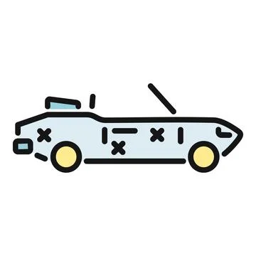 Convertible car side view line icon illustration Stock Illustration