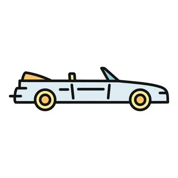 Convertible car side view simple line icon Stock Illustration