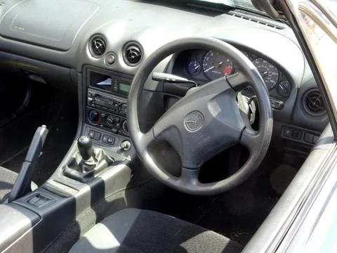 Convertible Mazda Car Steering Wheel And Dashboard Stock Photos