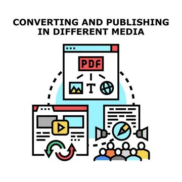 Converting and publishing content across diverse media formats Stock Illustration